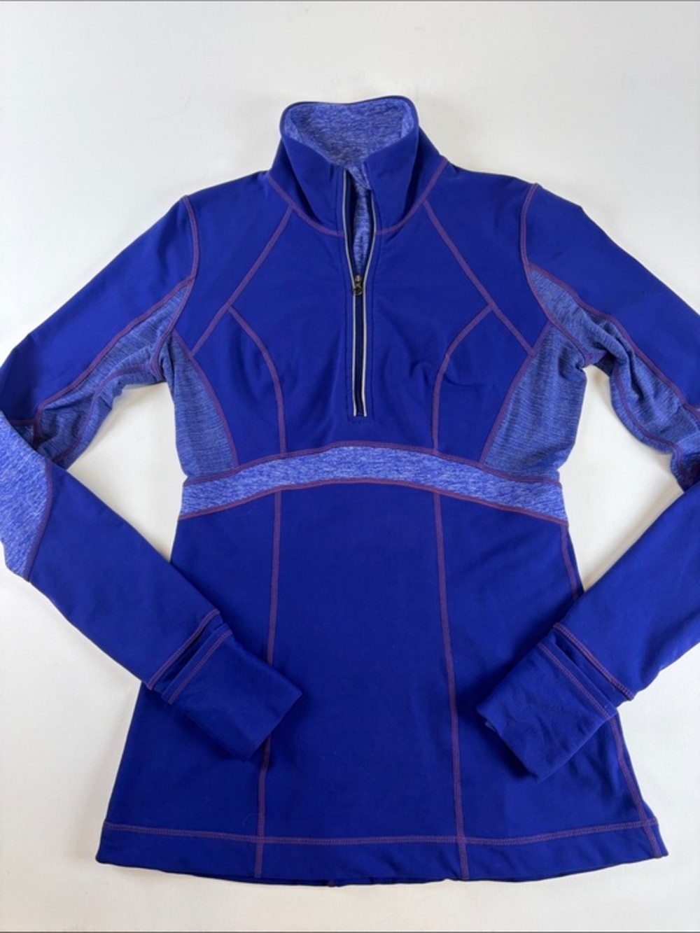 LULULEMON BLUE HALF ZIP PULLOVER RUNNING YOGA JACKET THUMBHOLES SIZE 6